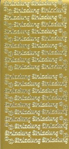 Konturensticker gold, Einladung, kleine Schrift